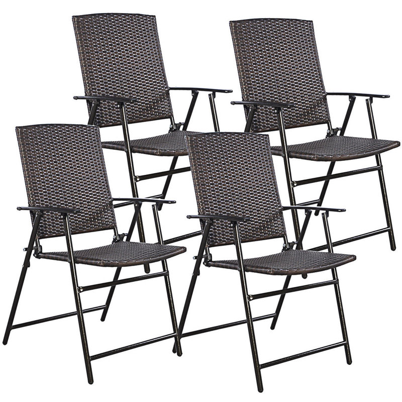 Ebern Designs Kriebel Rattan Folding Patio Dining Chair & Reviews Wayfair